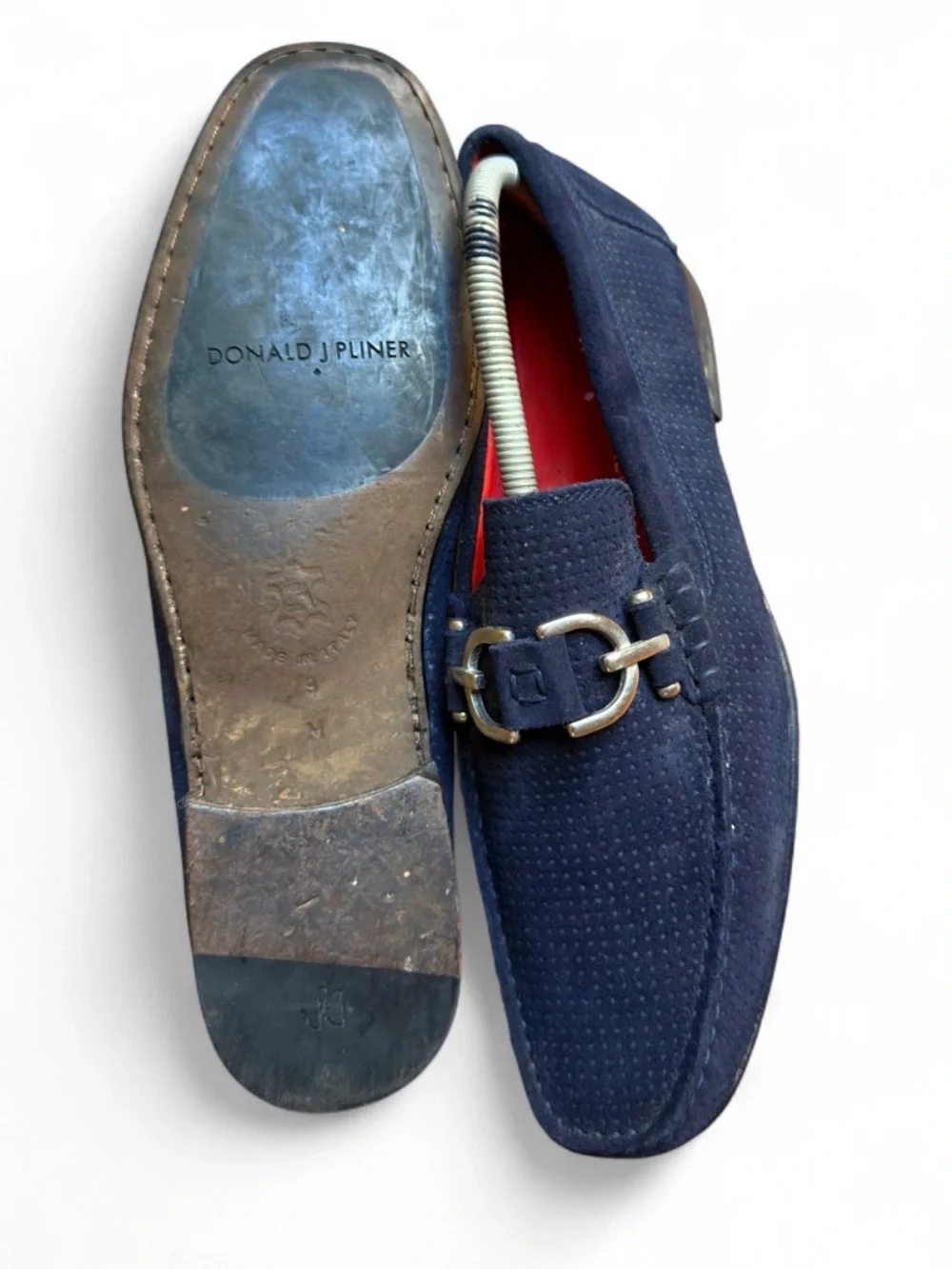 Donald J Pliner Dacio Loafers Size 9 Navy Blue Suede Horsebit Driving Shoes